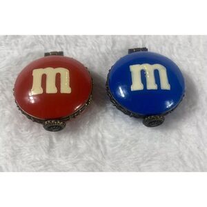 RED & BLUE M&Ms Boyds Bears Trinket Compact "Always Room‎ For Chocolate" 2005